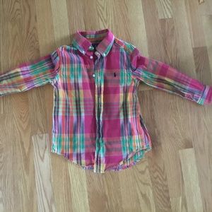 4/4T Ralph Lauren button down plaid collared shirt